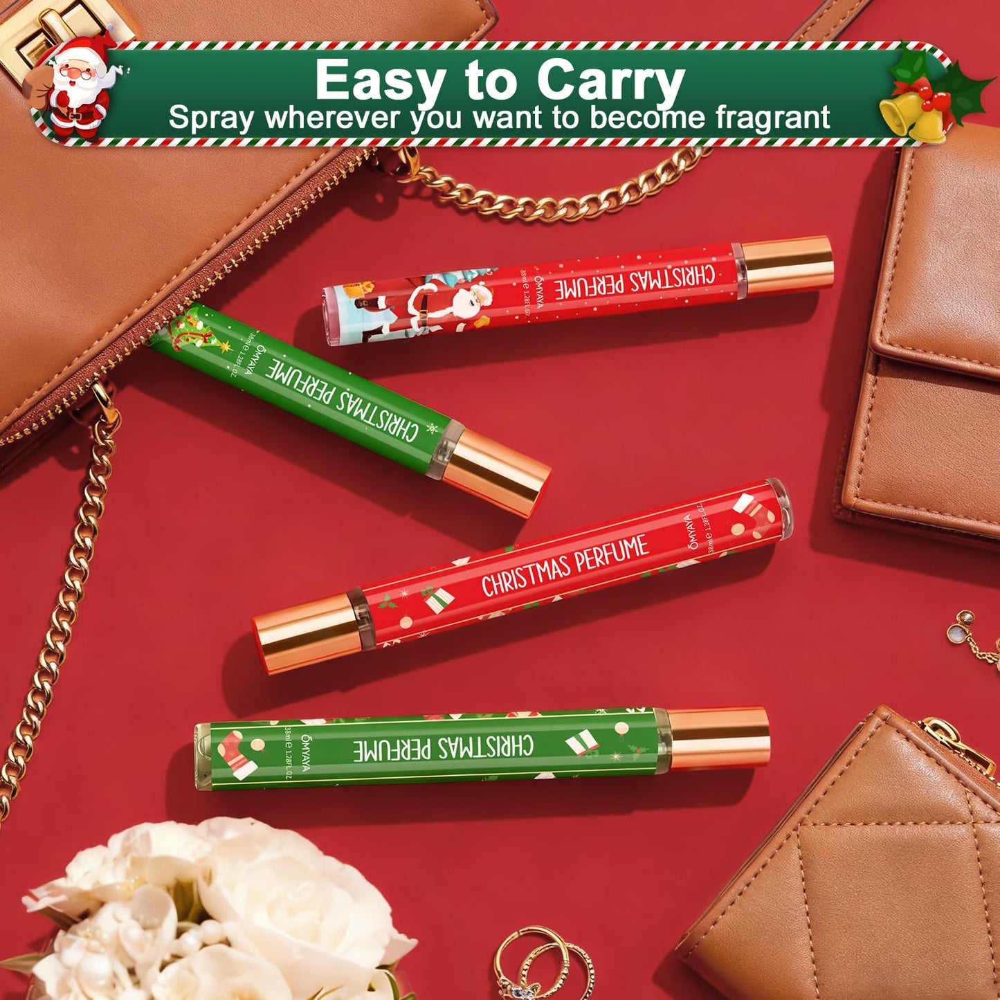 Travel friendly perfume set showing the spray nozzle and bottle design
