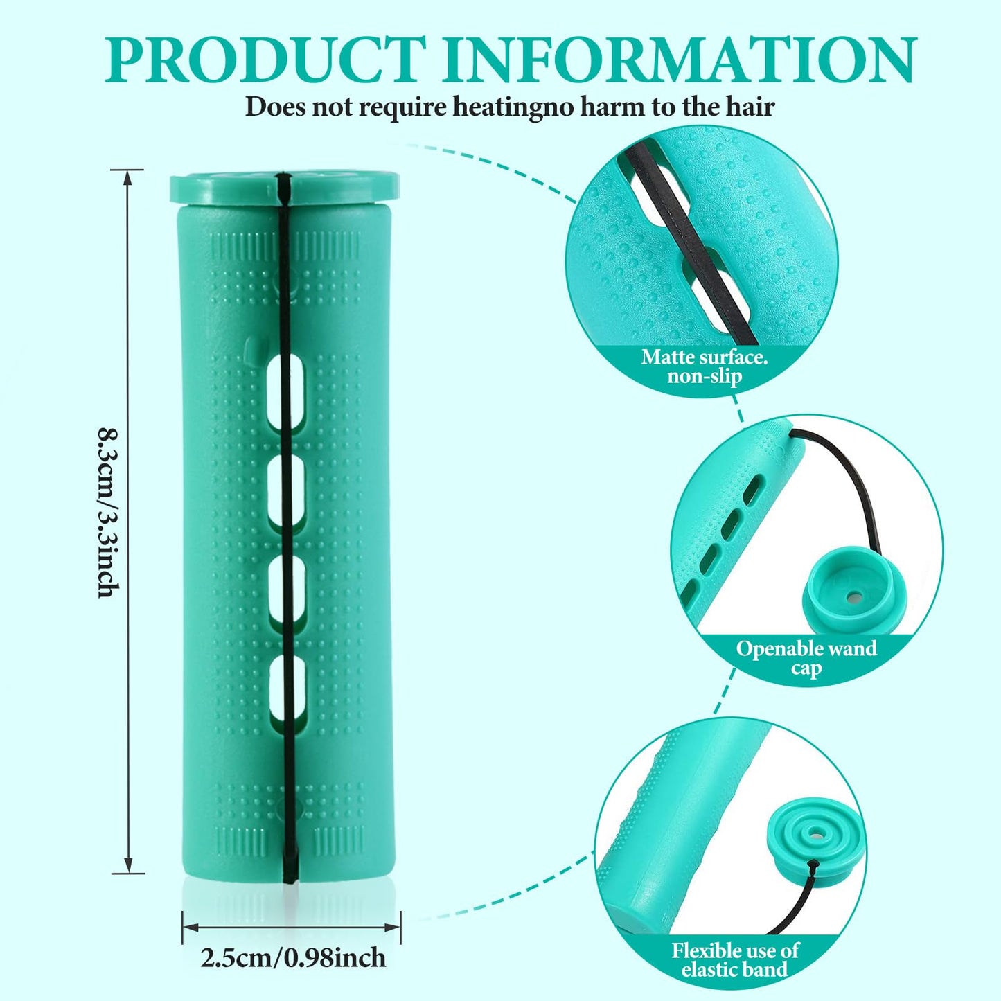 Lightweight and portable travel ready packaging of the blue heatless hair curlers