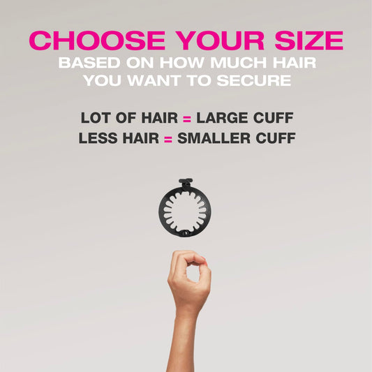 PuffCuff five piece variety pack displaying the original five inch and junior three inch damage free hair clamps.