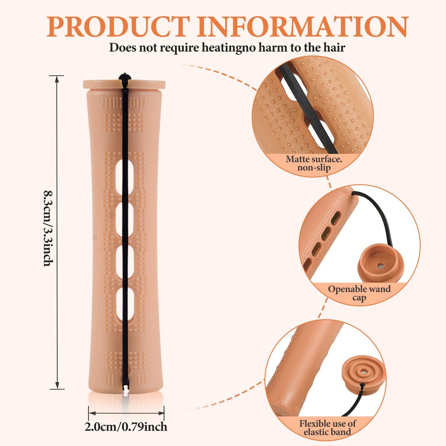 Premium imported non slip hair rollers set showing the textured barrel details
