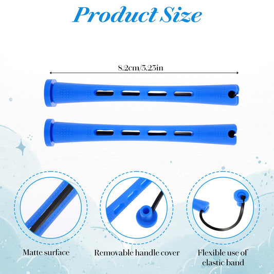NUDFSY cold wave rods close up displaying the secure elastic bands and durable blue plastic.