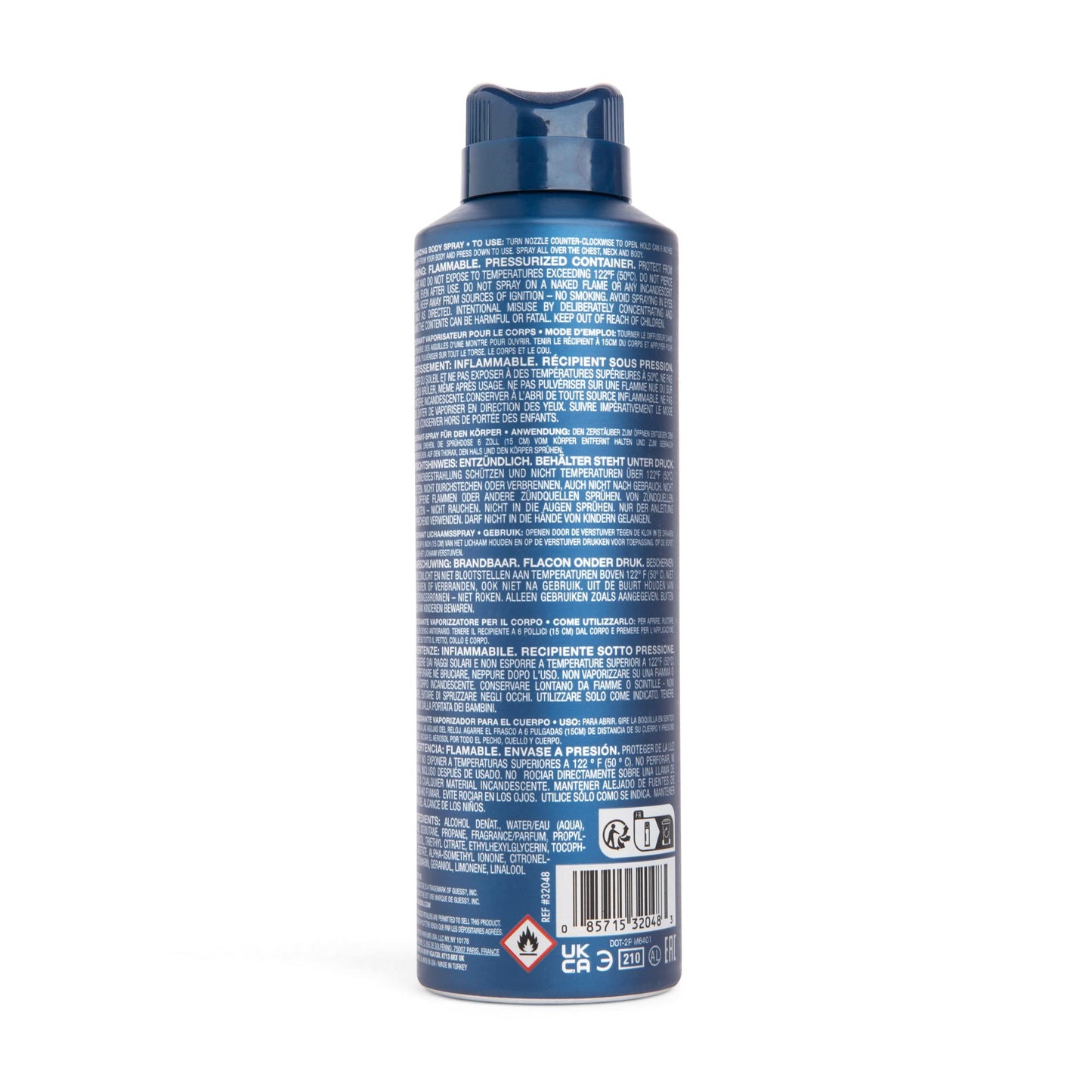 Full product display of Guess Seductive Homme Blue 6 Ounce fragrance spray emphasizing the iconic fashion brand logo