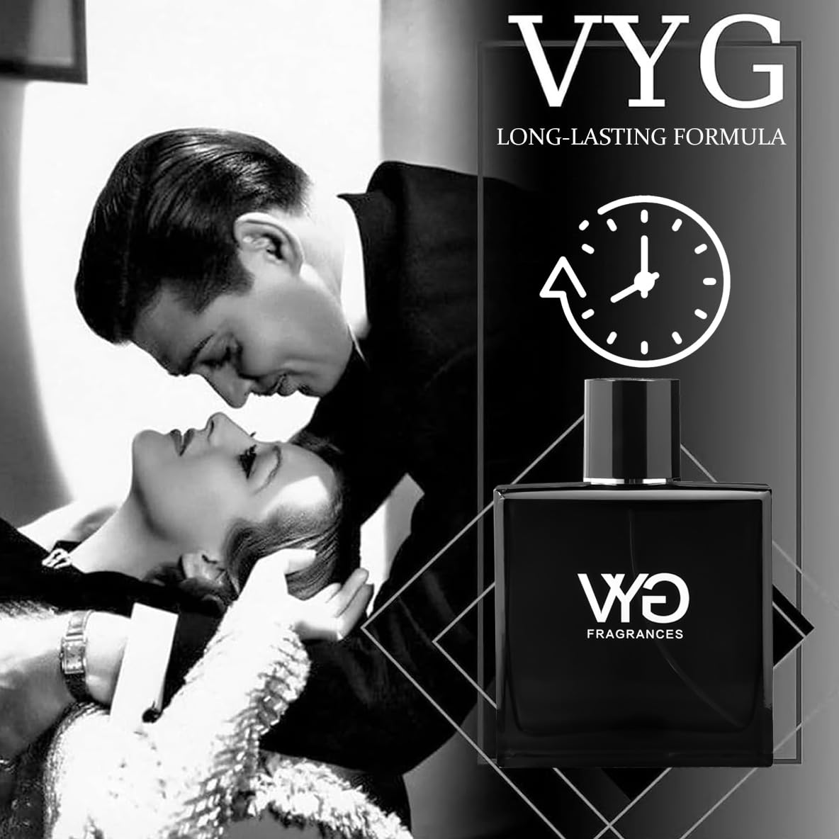 Professional lifestyle shot of Vyg pheromone cologne for men