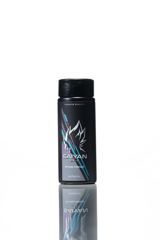 Matte finish hair volumizing powder bottle showing product details
