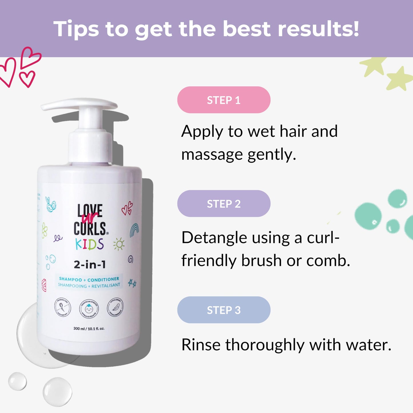 Love Ur Curls Kids 2-in-1 gentle detangling shampoo for children