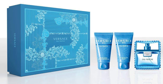 Authentic imported Versace luxury men's gift collection including Eau de Toilette and bath gel bottles
