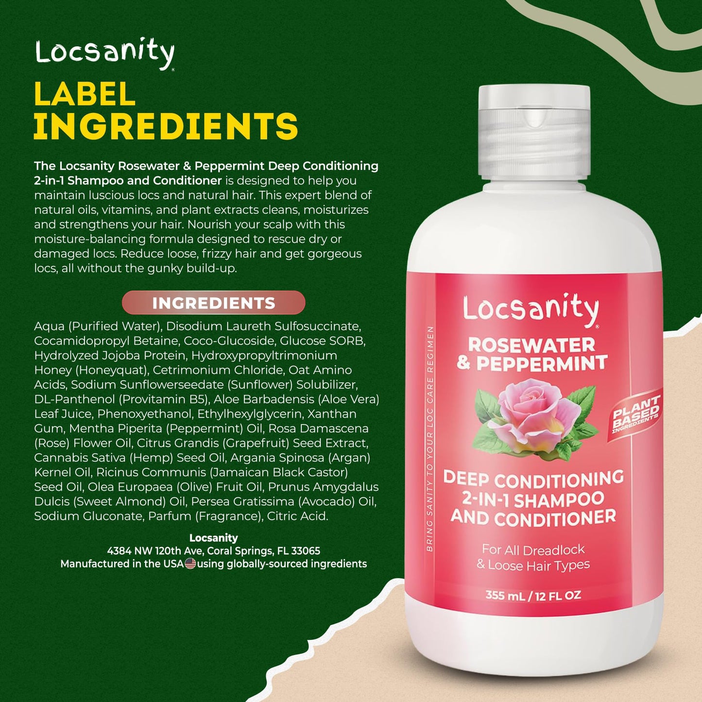 Locsanity moisturizing shampoo and conditioner packaging detail