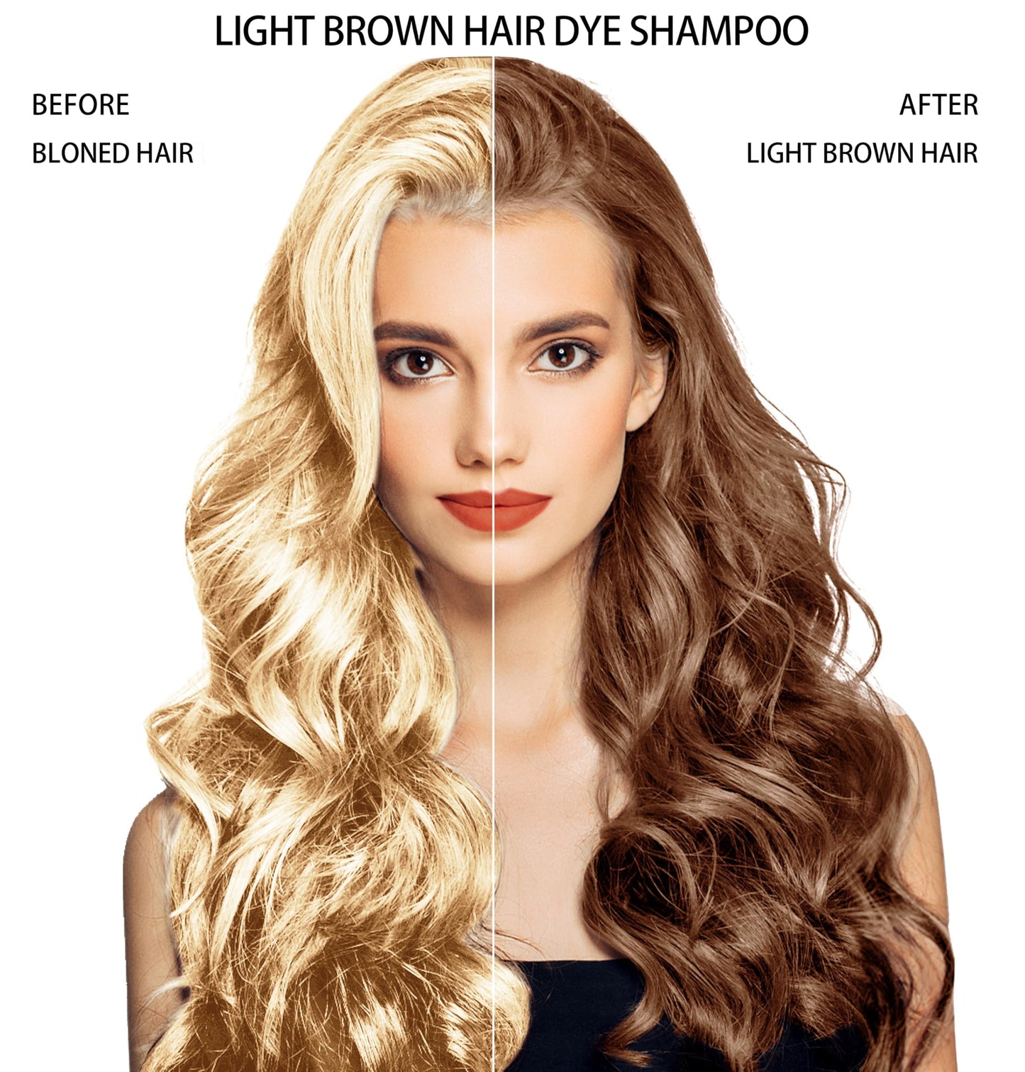Authentic USA imported light brown hair dye shampoo bottle on clean background.