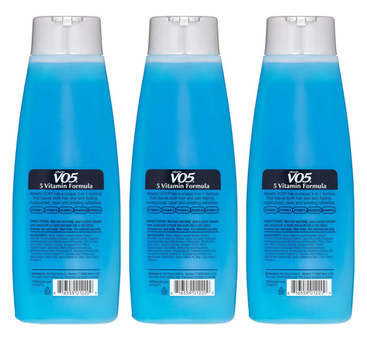 Three pack of Alberto VO5 Men 3-in-1 Ocean Surge bottles