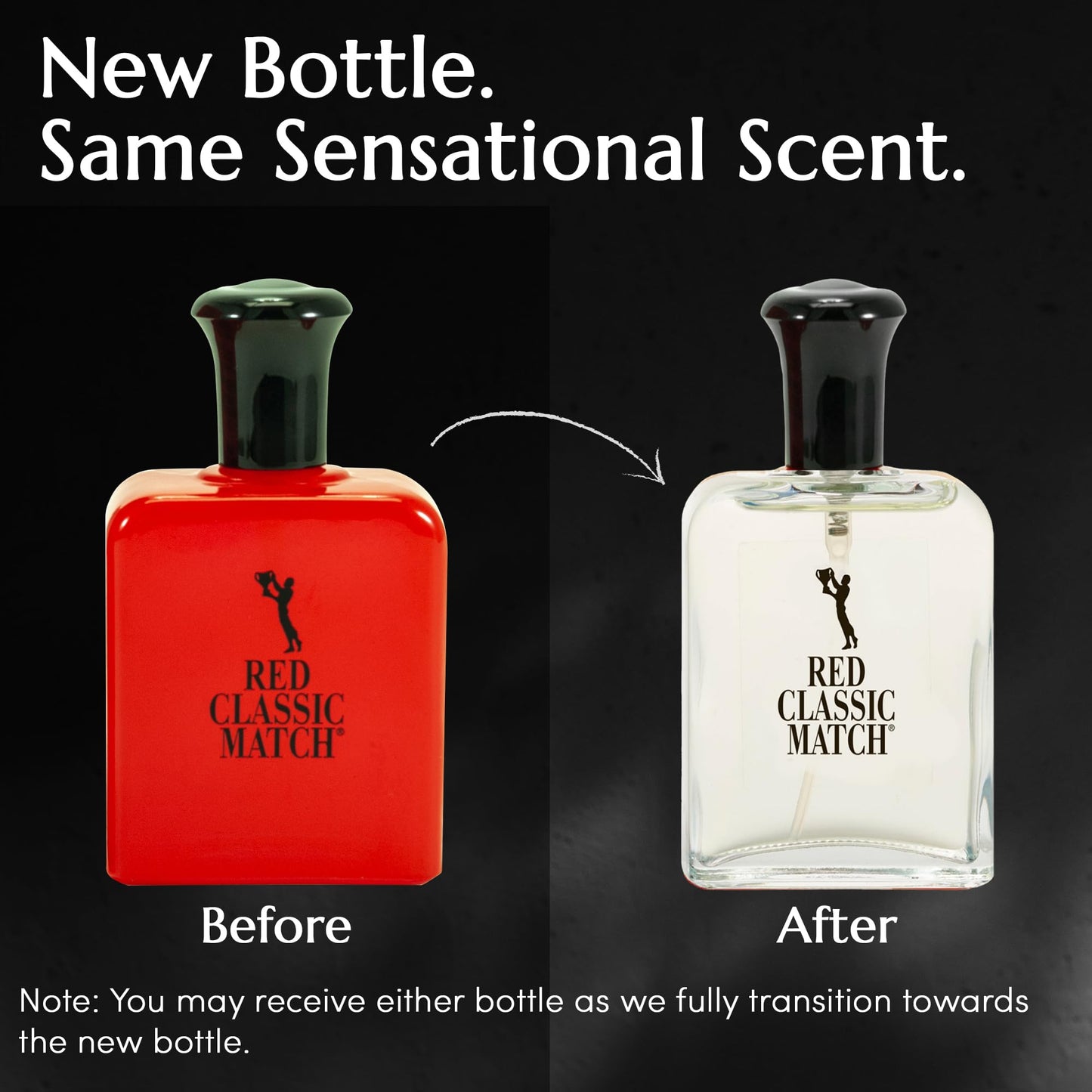 PB ParfumsBelcam Red Classic Match cologne bottle unboxed next to its packaging showcasing the sleek modern design