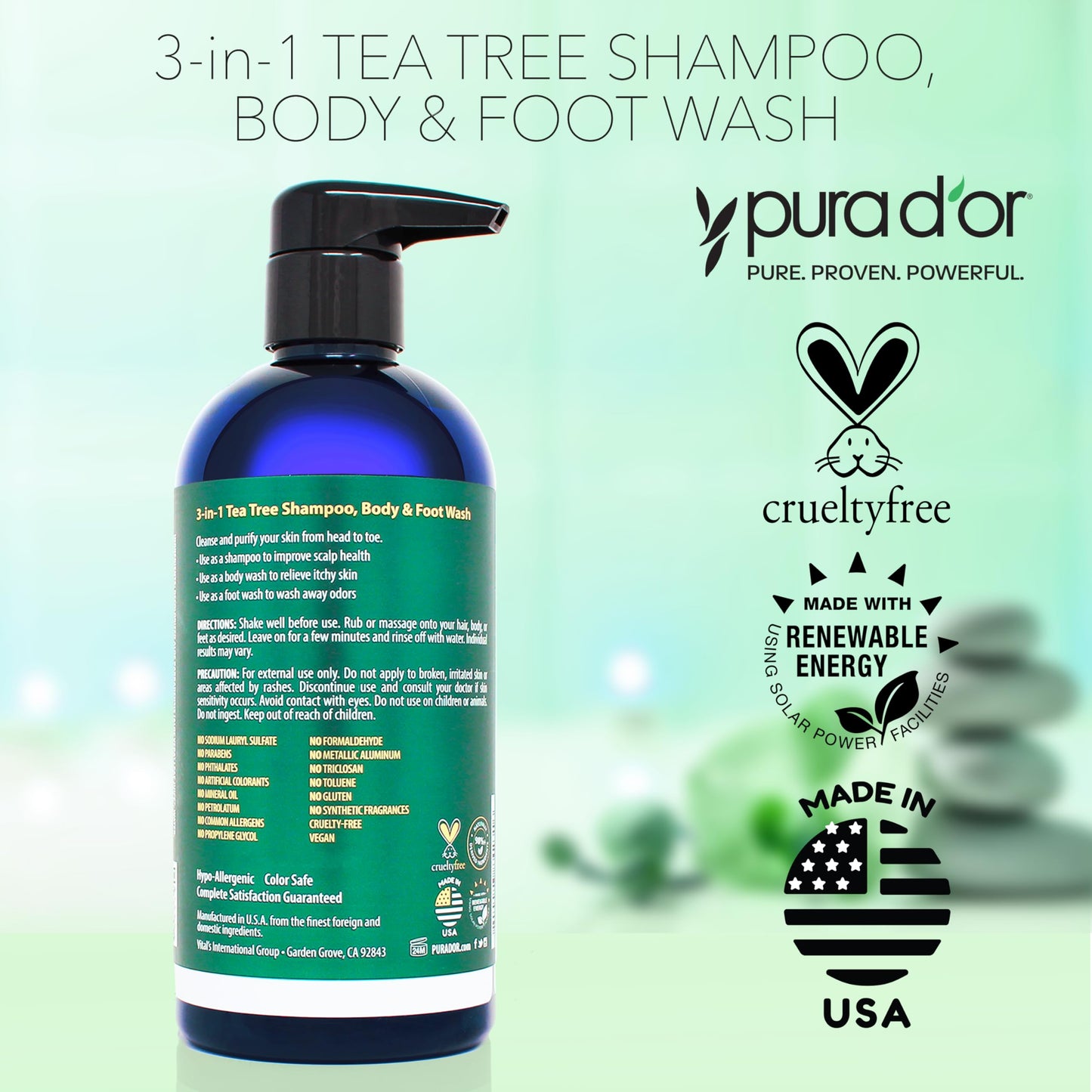 Premium imported USA beauty personal care packaging closeup view.