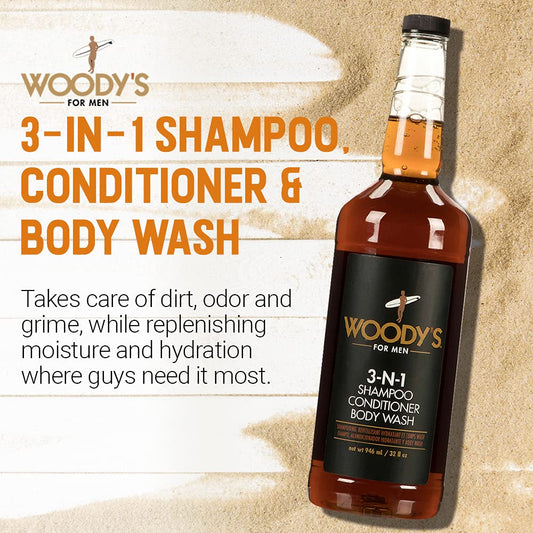 Woody's 3-in-1 grooming cleanser bottle with pump dispenser
