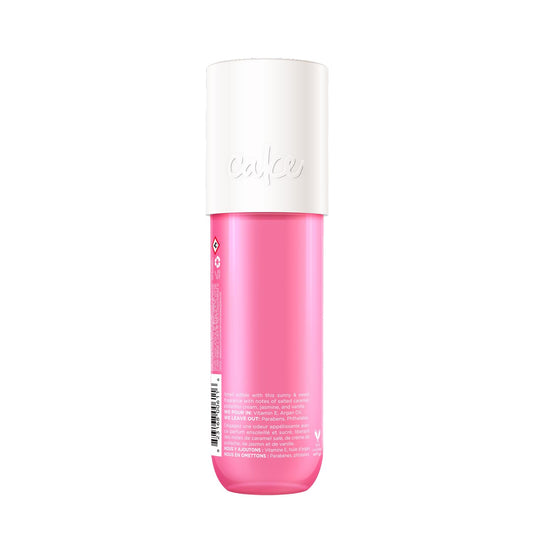 Cake Beauty Pistachio and Salted Caramel fragrance spray bottle close up
