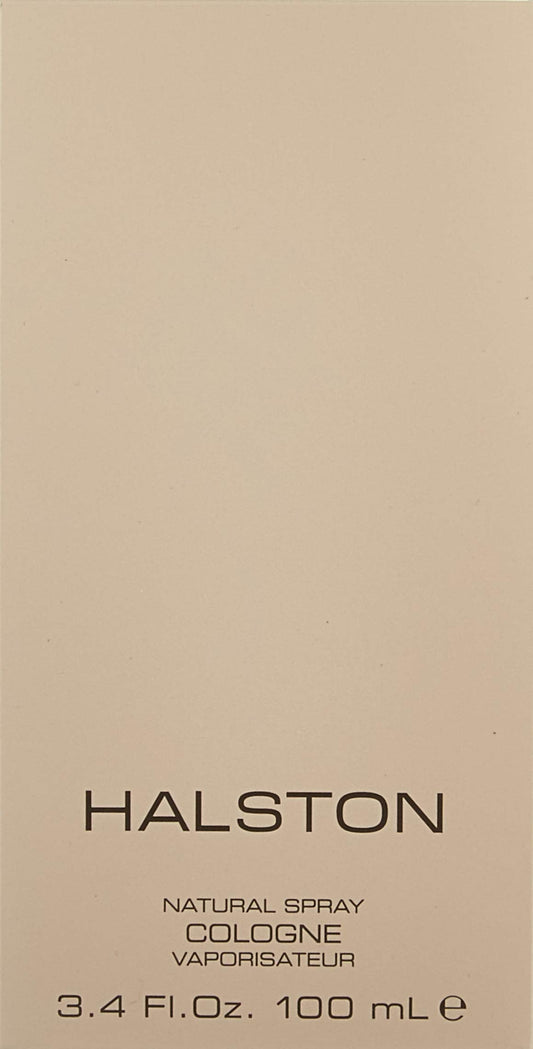 Authentic Halston packaging box alongside the iconic designer fragrance spray container