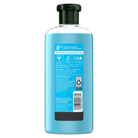 Herbal Essences coconut scent moisturizing conditioner back label details.