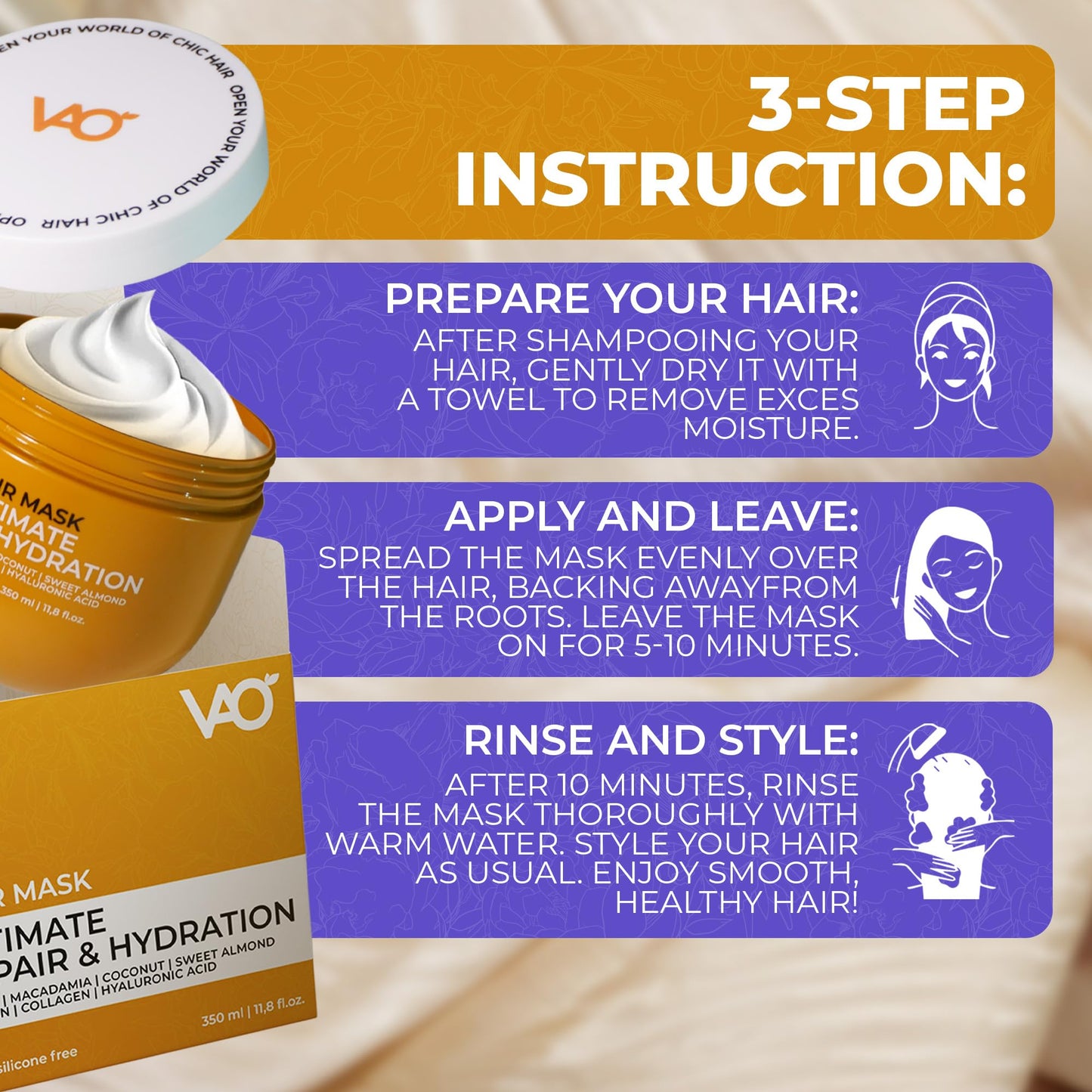 VAO 11.8 fluid ounces intensive hydration product container setup