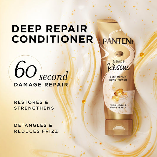 Pantene Miracle Rescue deep conditioning treatment showing pro-vitamin pearls texture details