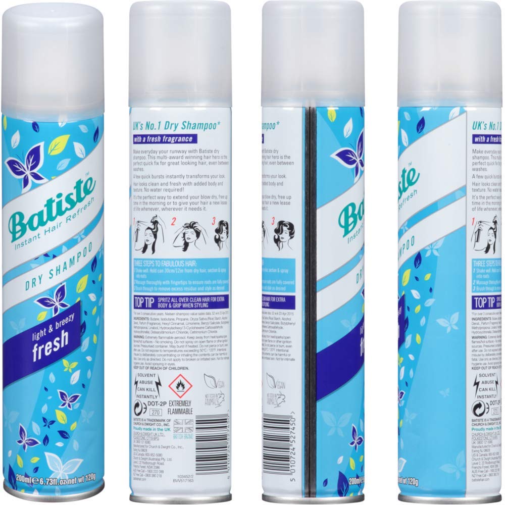 Batiste USA imported dry shampoo spray packaging details