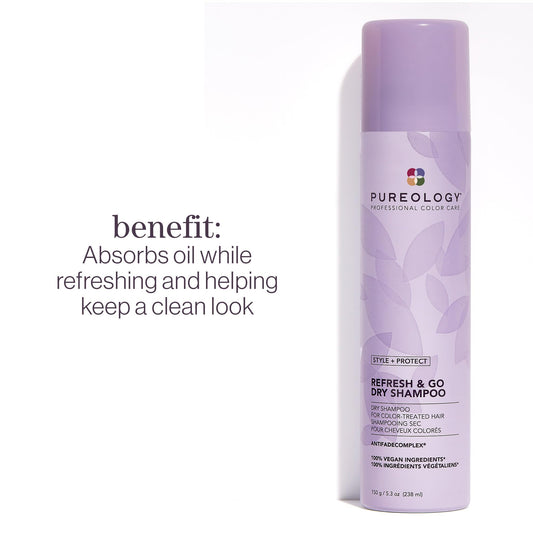 Pureology non-drying dry shampoo for color-treated hair packaging details
