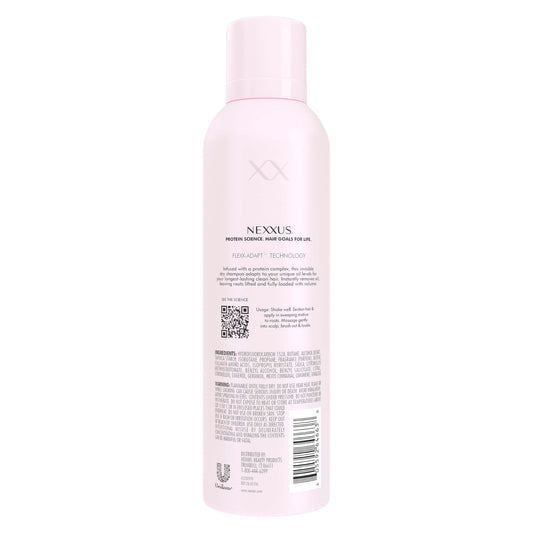 Nexxus Styling Refreshing Dry Shampoo pink cap packaging showing protein science label