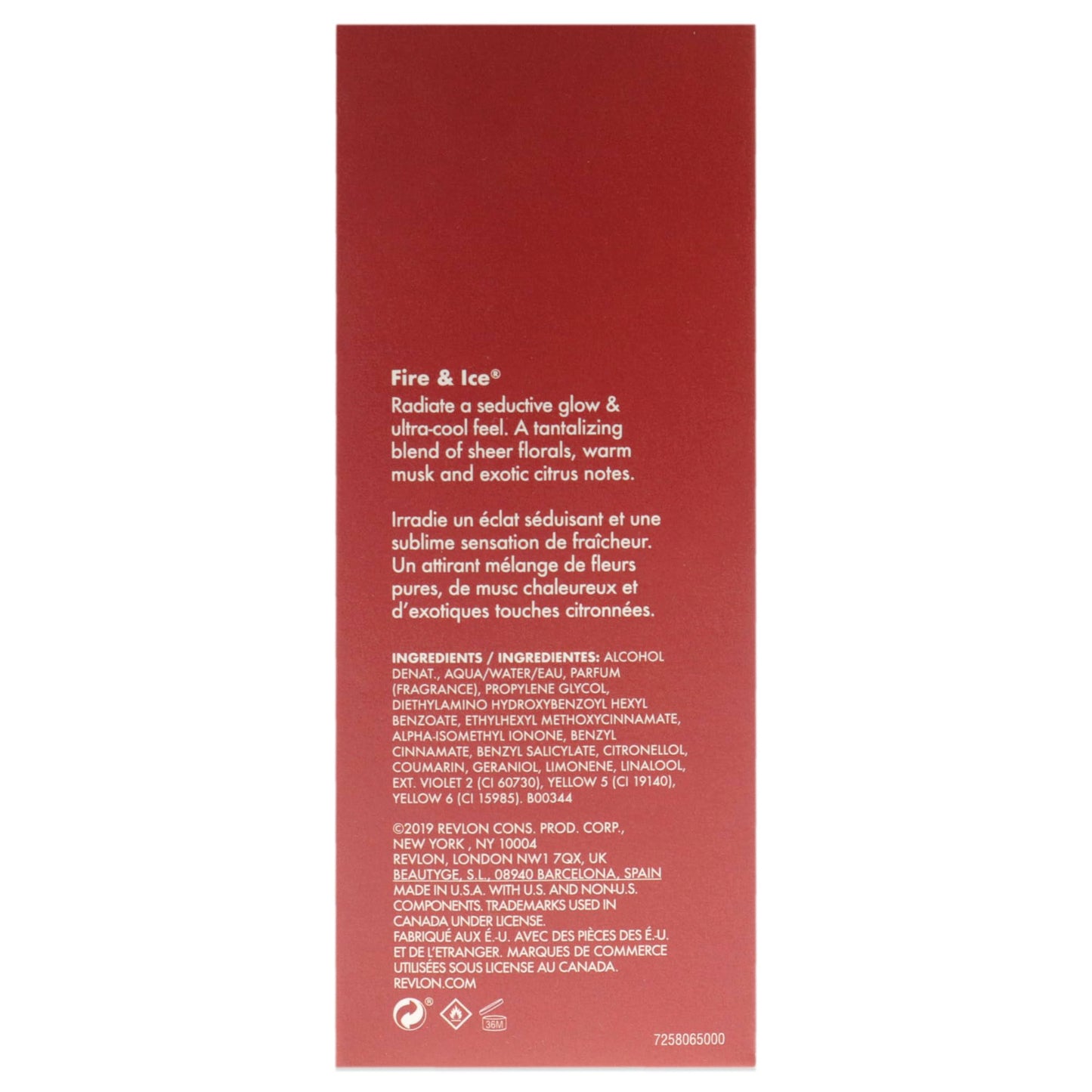 Frosted glass base of Revlon Fire and Ice perfume