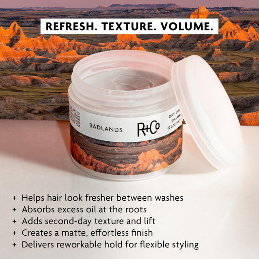 R+Co Badlands texturizing styling paste open container showing product texture