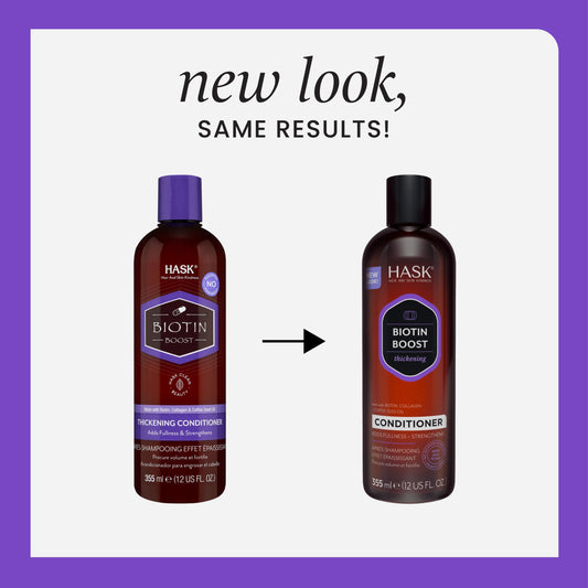 HASK Biotin Boost dual pack containing twelve fluid ounce shampoo and conditioner bottles