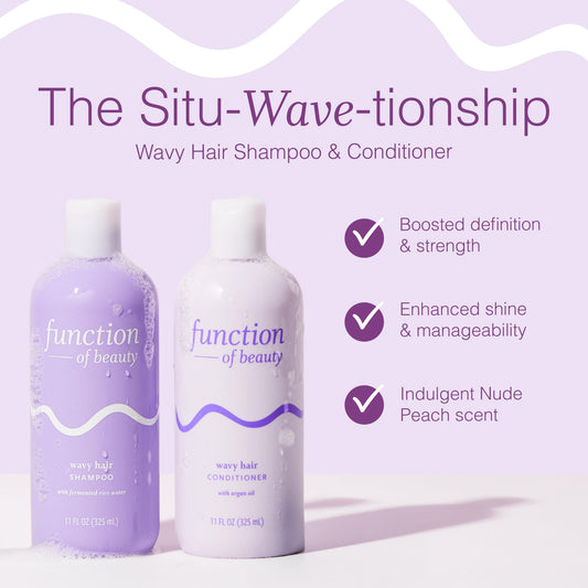 Function of Beauty custom wavy hair care duo with fermented rice water packaging