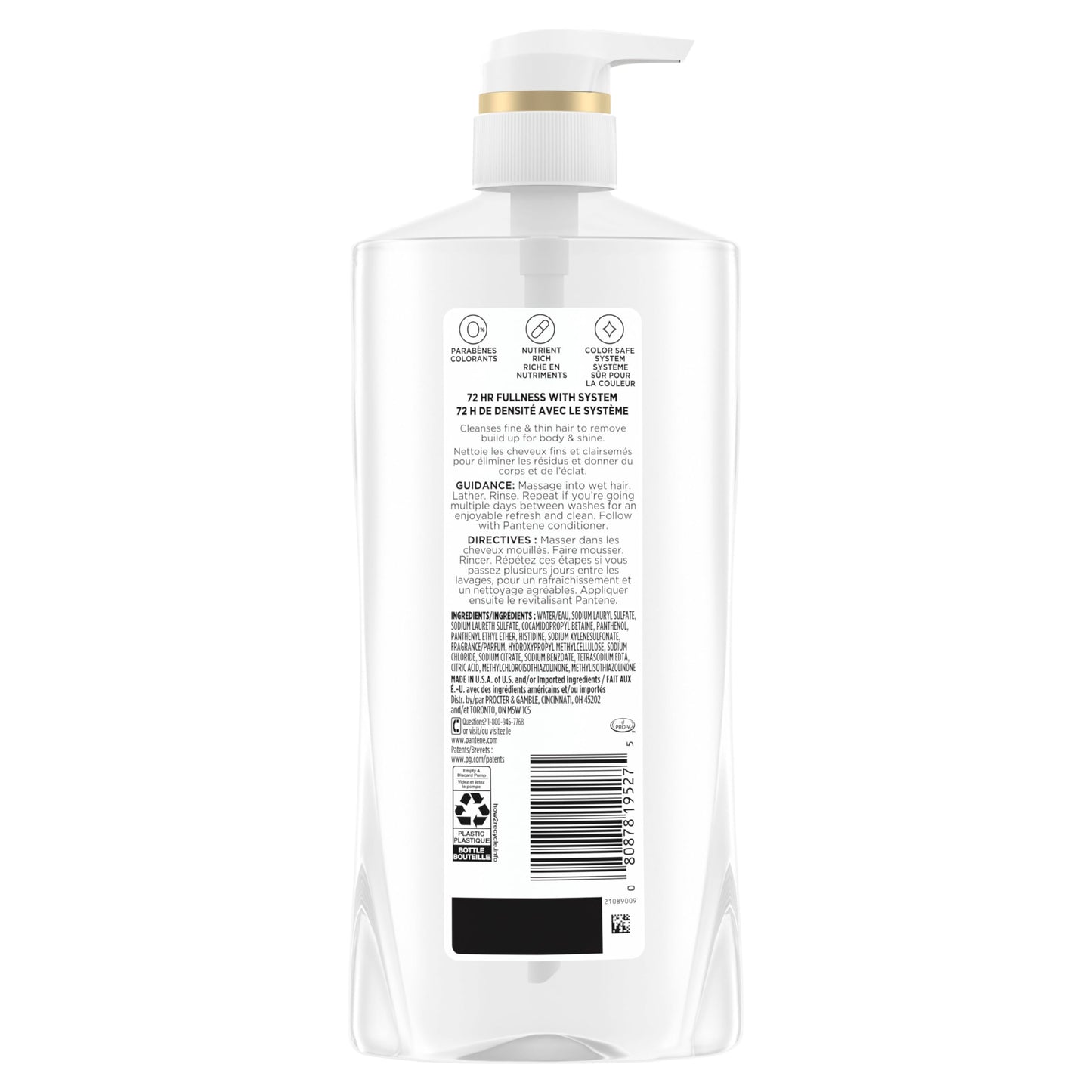 Pantene Sheer Volume paraben free shampoo for color treated hair look