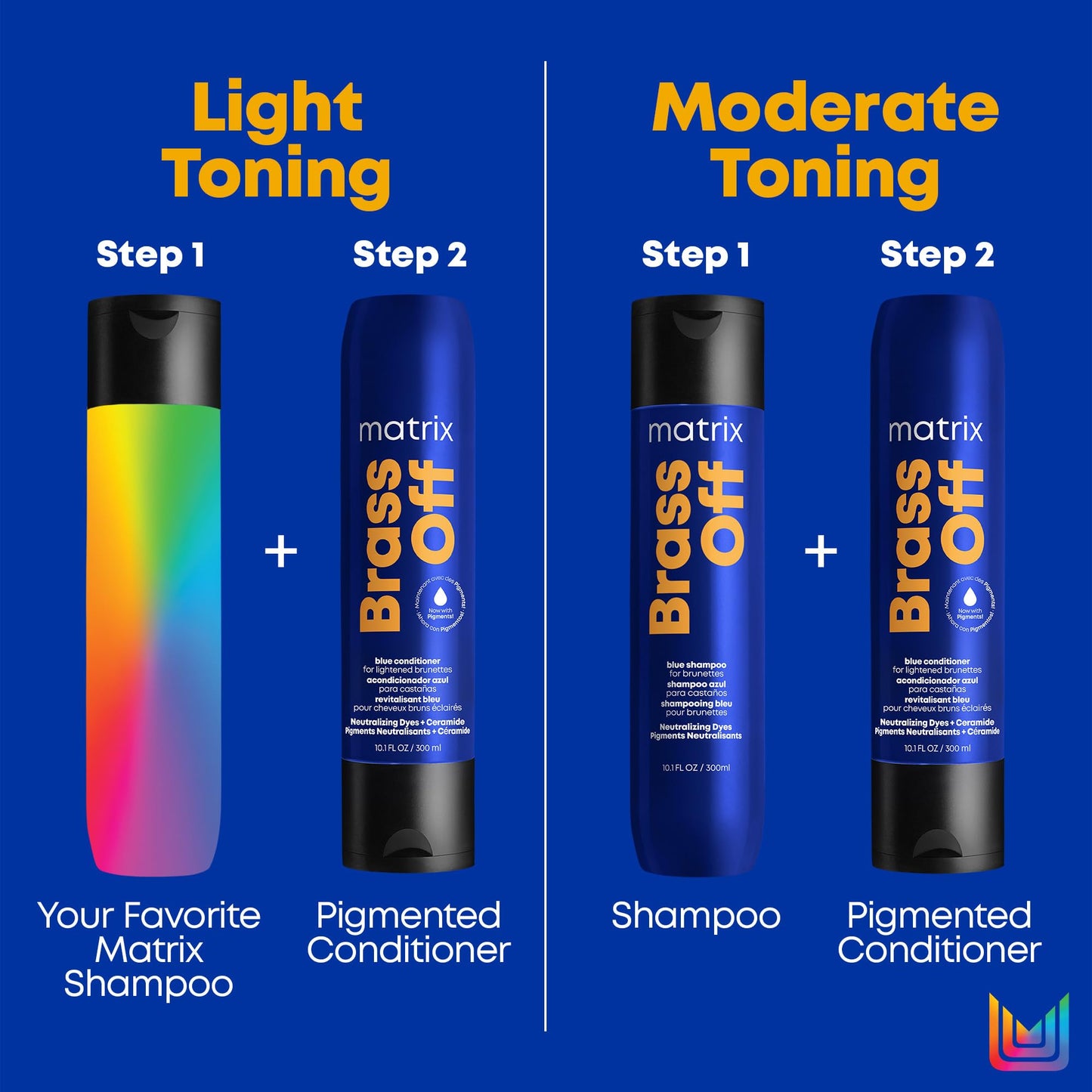 Matrix imported USA formula brass control shampoo product packaging