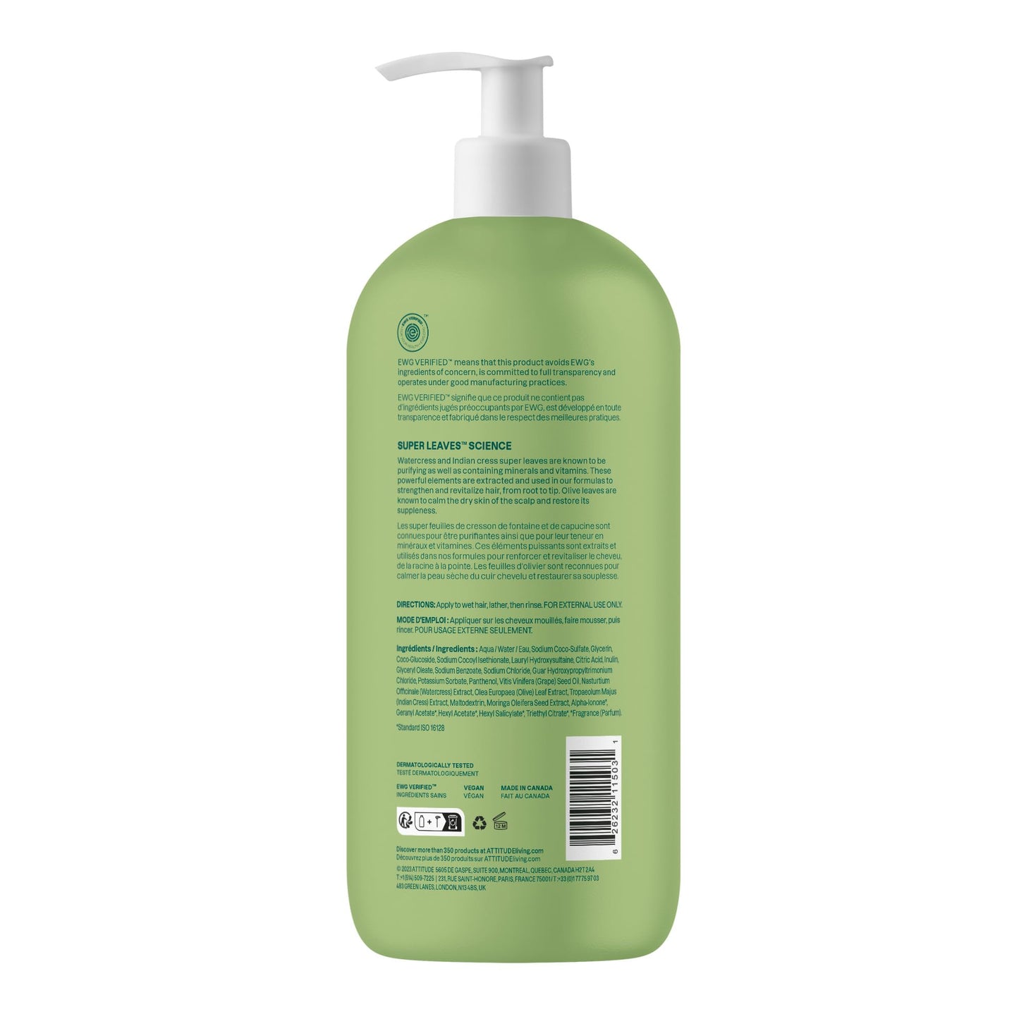 Authentic USA imported ATTITUDE nourishing shampoo product packaging in domestic setting