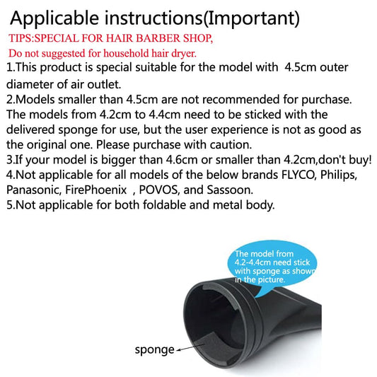 Two pieces of professional black plastic salon concentrator attachments side by side.