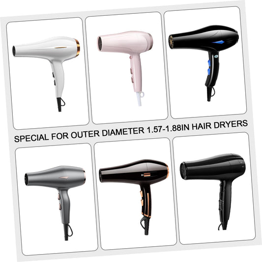 Two pack of black plastic hair dryer nozzles side by side displaying the universal barrel fitting