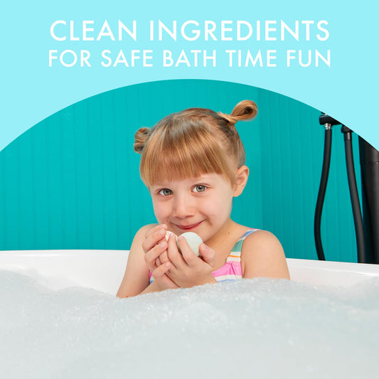 Natural origin kids bath droplets showing individual wraps
