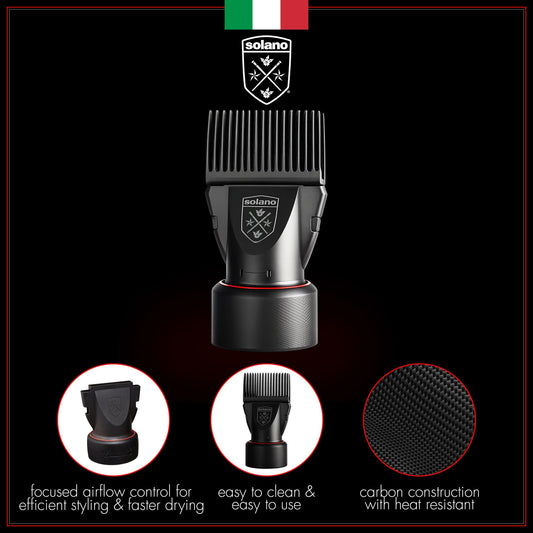 Solano hair dryer comb attachment with twist lock mechanism