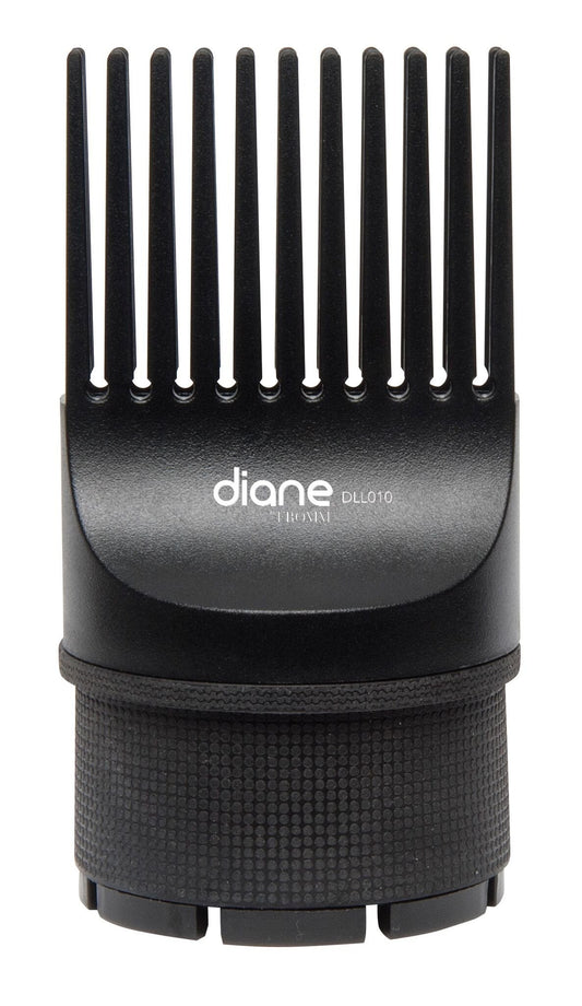 Close up of Diane Universal Dryer Pick black silicone attachment for hair dryers.