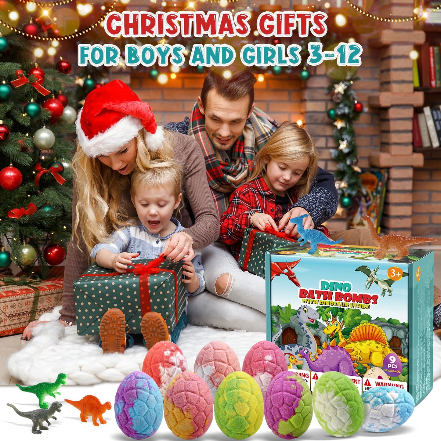 Cruelty free organic dinosaur bath bombs for boys and girls birthday gifts