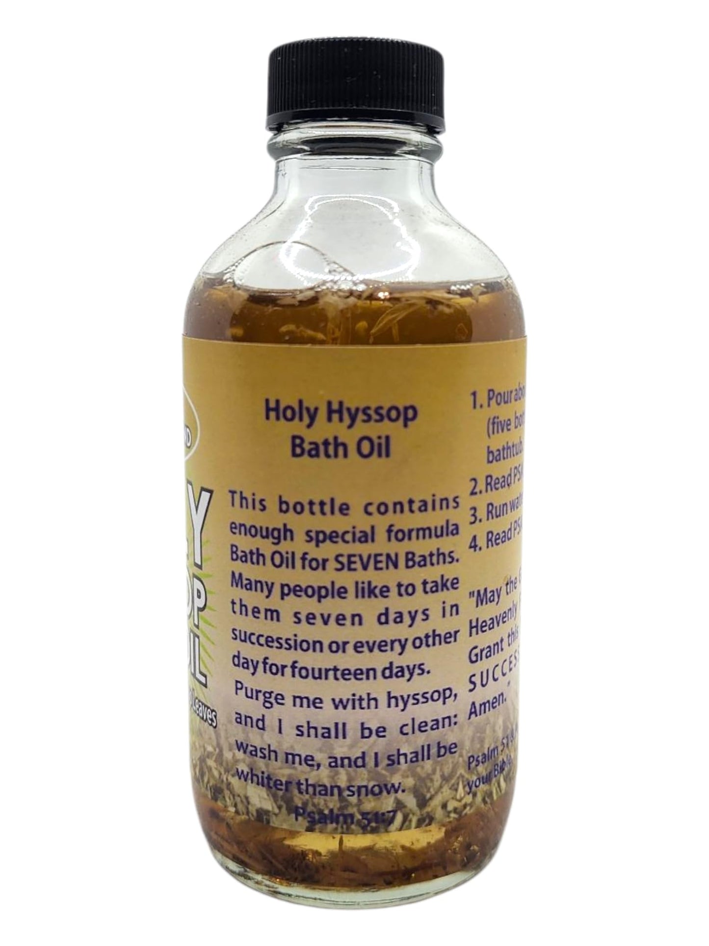 Authentic USA imported hyssop cleansing oil bottle showing genuine botanical leaves inside