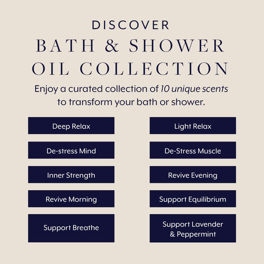 Aromatherapy Associates luxury shower and body oils for dry skin hydration open box display