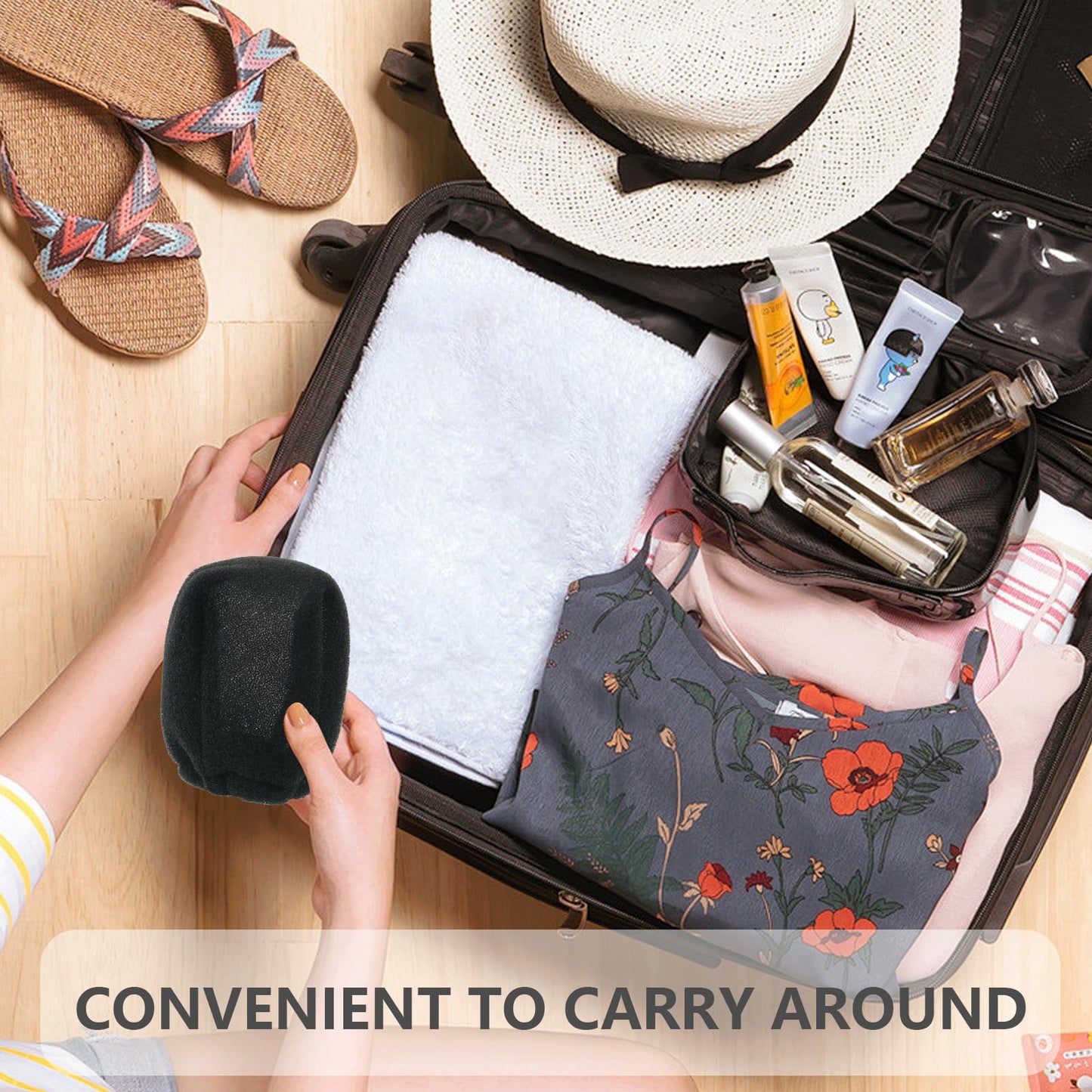 Tearom travel styling tool package containing two premium foam hair dryer socks.