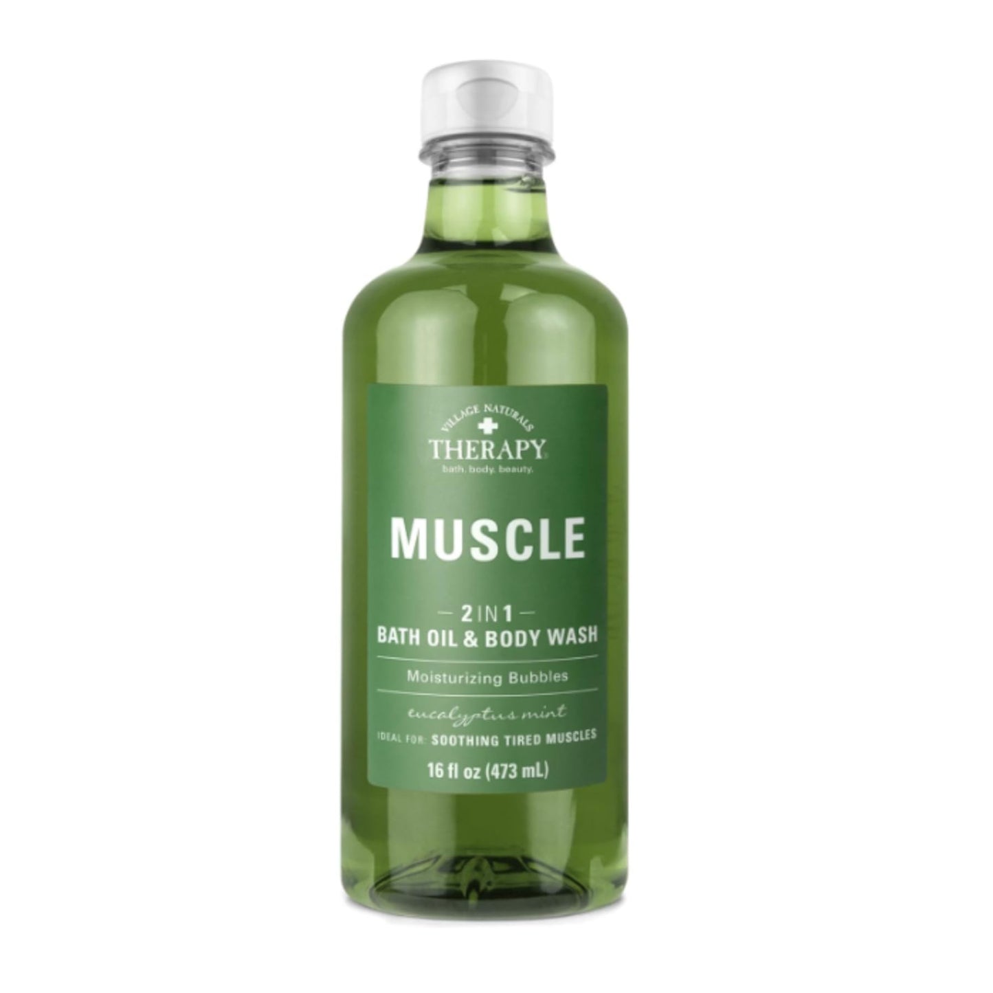 Authentic USA imported Village Naturals green therapeutic foaming bath oil and body wash packaging details