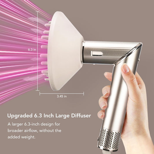 Side angle of the upgraded Chivixe diffuser nozzle illustrating the extended styling prongs for deep root lift.