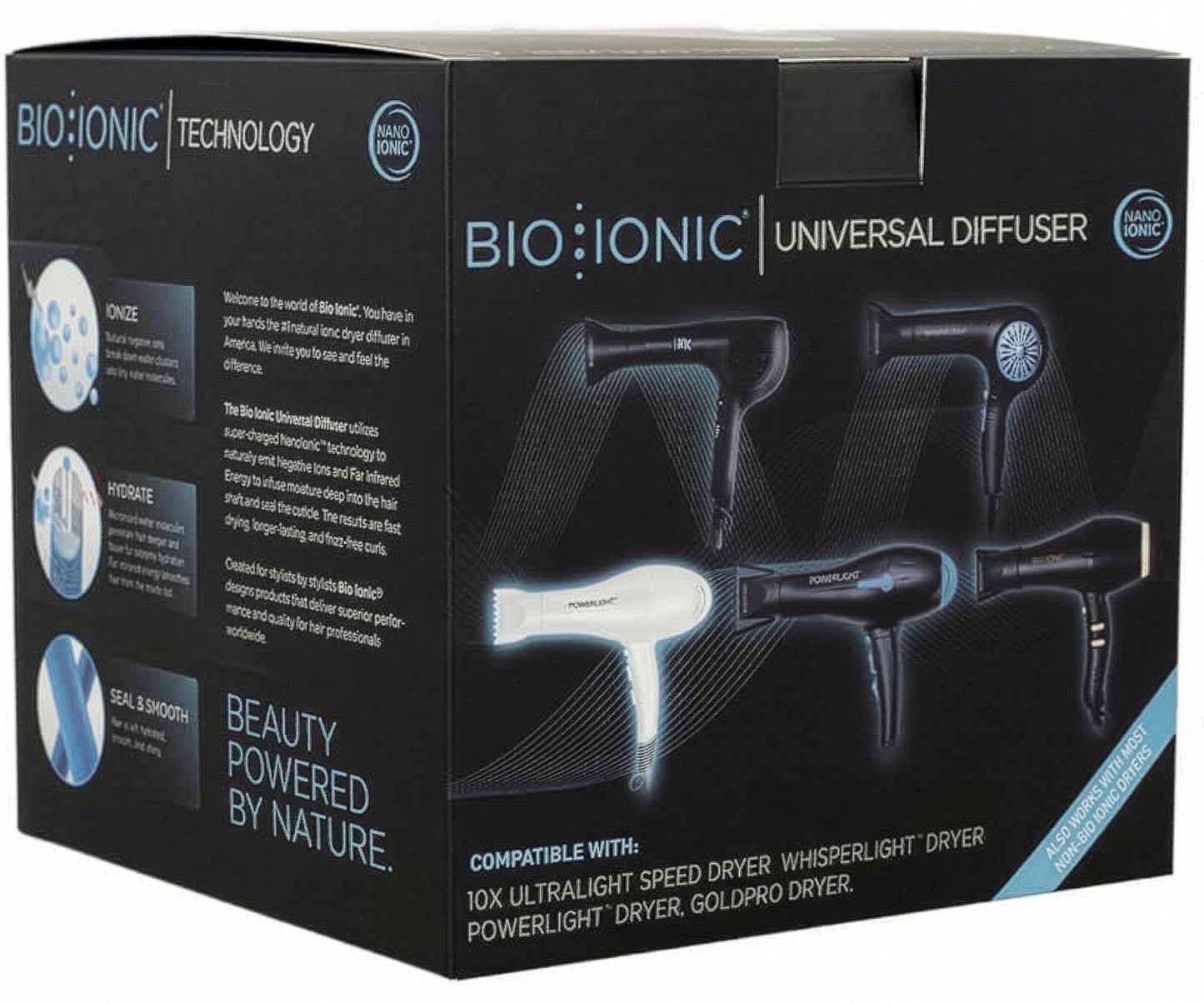 Bio Ionic ionic mineral infused styling attachment demonstrating the nozzle fit mechanism