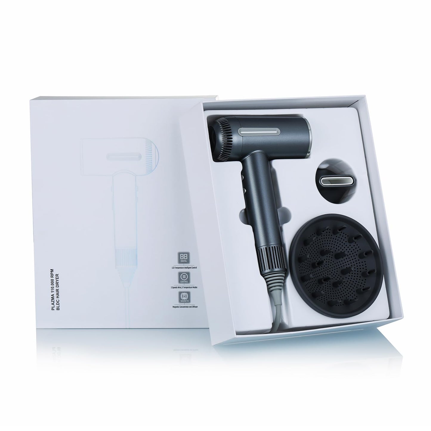 ONWAY imported hair dryer kit including the main ionic unit diffuser nozzle and premium packaging