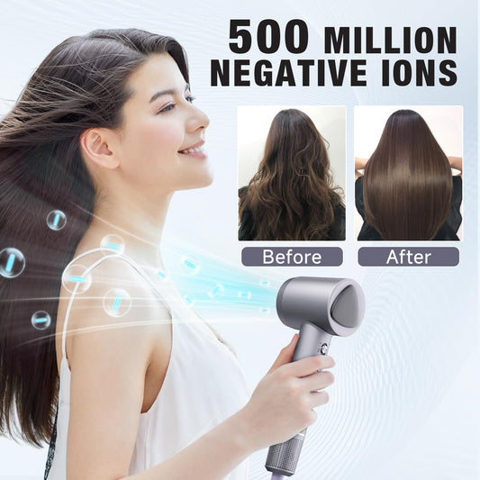 Ysatery high speed hair dryer showcasing the magnetic diffuser attachment for styling naturally curly and wavy hair.