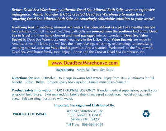 Authentic USA imported Dead Sea mineral bath salts container