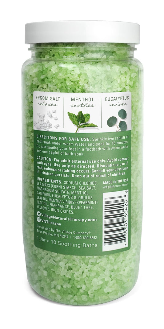 Four pack set of Village Naturals Therapy Muscle Relief Bath Soak