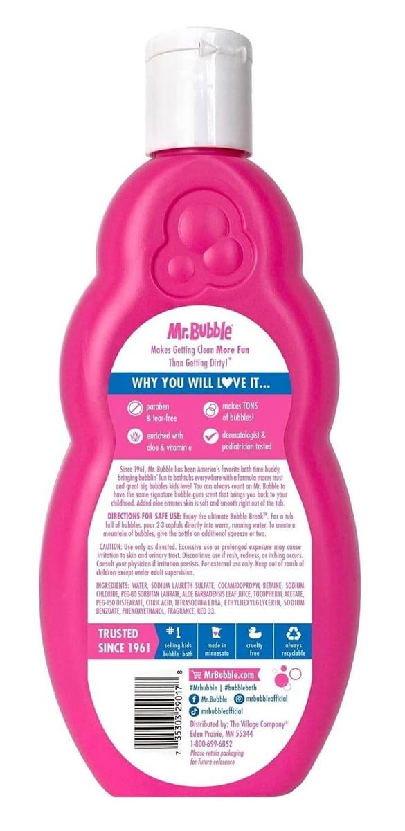 Six pack set of Mr. Bubble Original Bubble Bath liquid bottles
