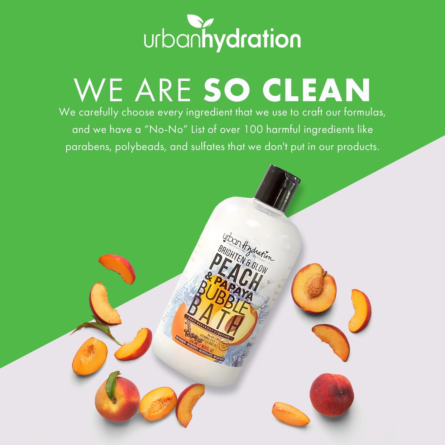Urban Hydration 16.9 fluid ounce bottle back label
