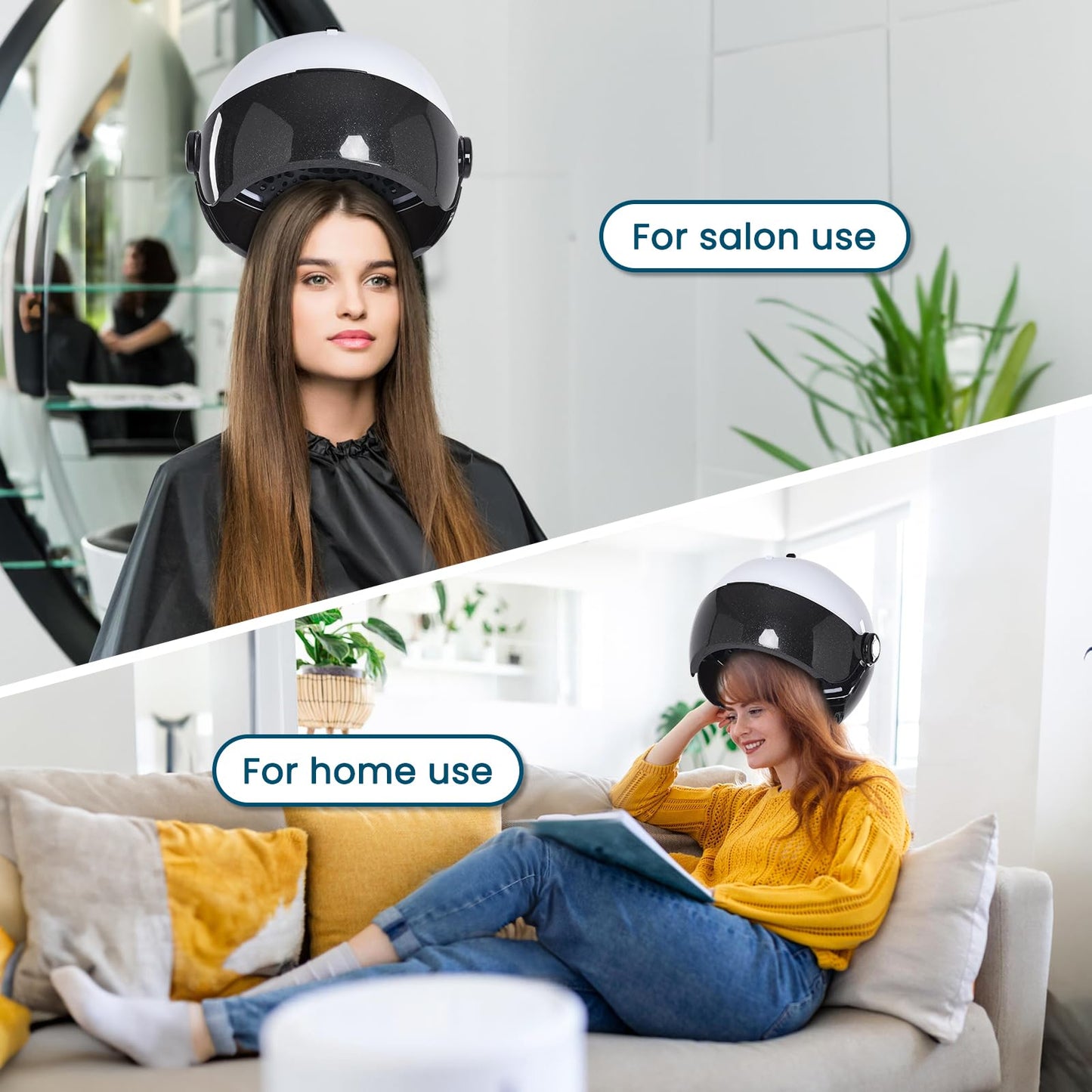 Findabetter ionic sit under hair dryer being used for a professional deep conditioning hair treatment.